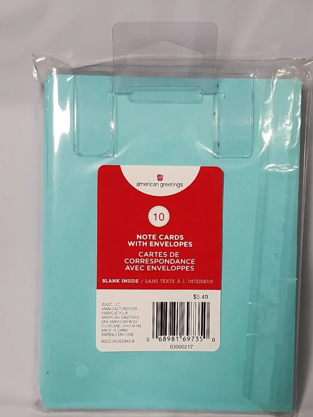 American Greetings Teal Blue 10 Thank You Blank Note Cards With Envelopes